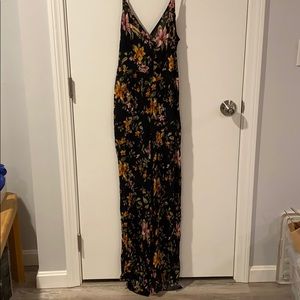 American Eagle Black Floral Jumpsuit